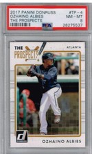 2017 Panini Donruss Ozhaino Albies The Prospects PSA 8