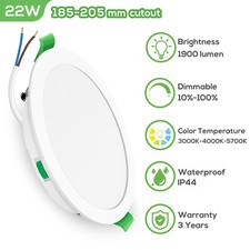 LED Recessed Downlights 3CCT Dimmable 55mm-205mm Ultra Slim Ceiling light IP44