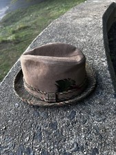 Vintage Tan DOBBS Suede Leather Fedora Hat - Excellent Condition