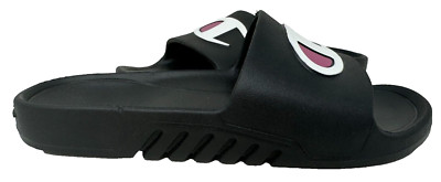 Champion Women's Slip On Comfort Casual Slide Sandals Black/White Size:6 80O