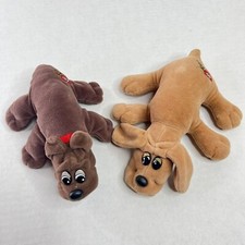 Lot of 2 Vintage Pound Puppies Stuffed Animals Dog Puppy Toy Brown