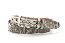 Genuine lizard black and white Belt-Custom Made Sizes 32 to 44