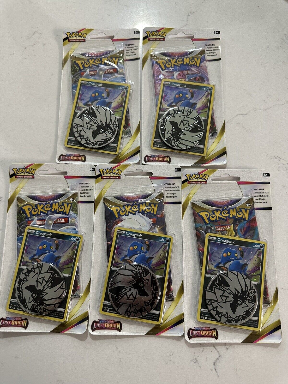Pokémon TCG: Lost Origin Checklane Blister Pack (5) Factory Sealed Croagunk