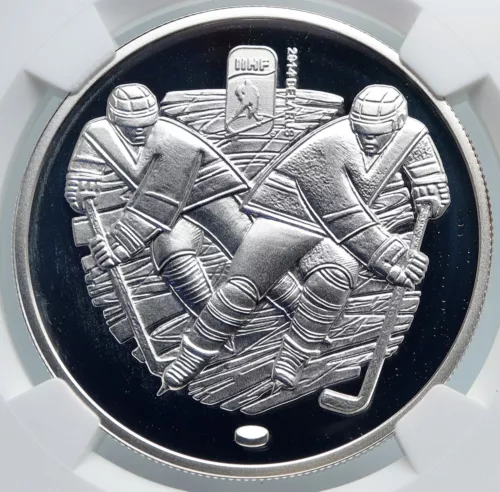 2012 BELARUS Ice Hockey Championship in MINSK Proof Silver 20R Coin NGC i89346