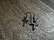 NWT- 925 Silver Christian Cross Dangle Earrings