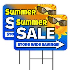 Summer Sale 2 Pack Double-Sided Yard Signs 16" x 24" with Metal Stakes Made in