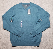 Izod Sweater Mens S Legion Blue V-Neck Knit Long Sleeve Pullover New