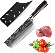 7'' Kitchen Cleaver Knife Stainless Steel Japanese Damascus Pattern Chef's Knife