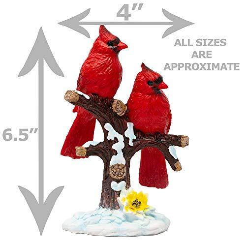 Cardinal Figurine - 2 Red Christmas Cardinals Sitting on a Snowy