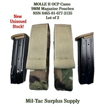 NEW USGI MOLLE II OCP Camo 9MM Magazine Pouches, NSN 8465-01-677-2135, LOT of 2