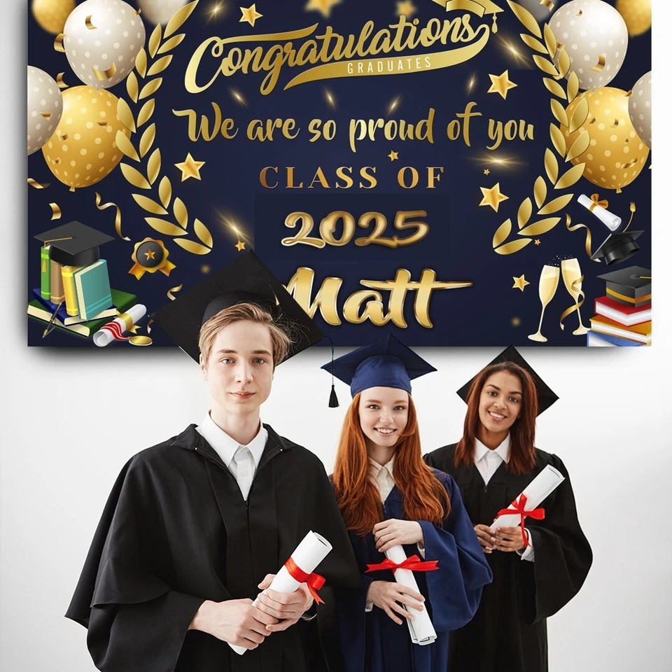 Personalised Graduation Background Banner for Graduation Party Decoration 2025 - Image 2 of 4