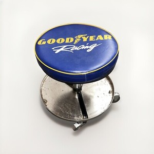 Goodyear Racing Metal Mechanic’s Hydraulic Adjustable Garage Stool On Wheels HTF