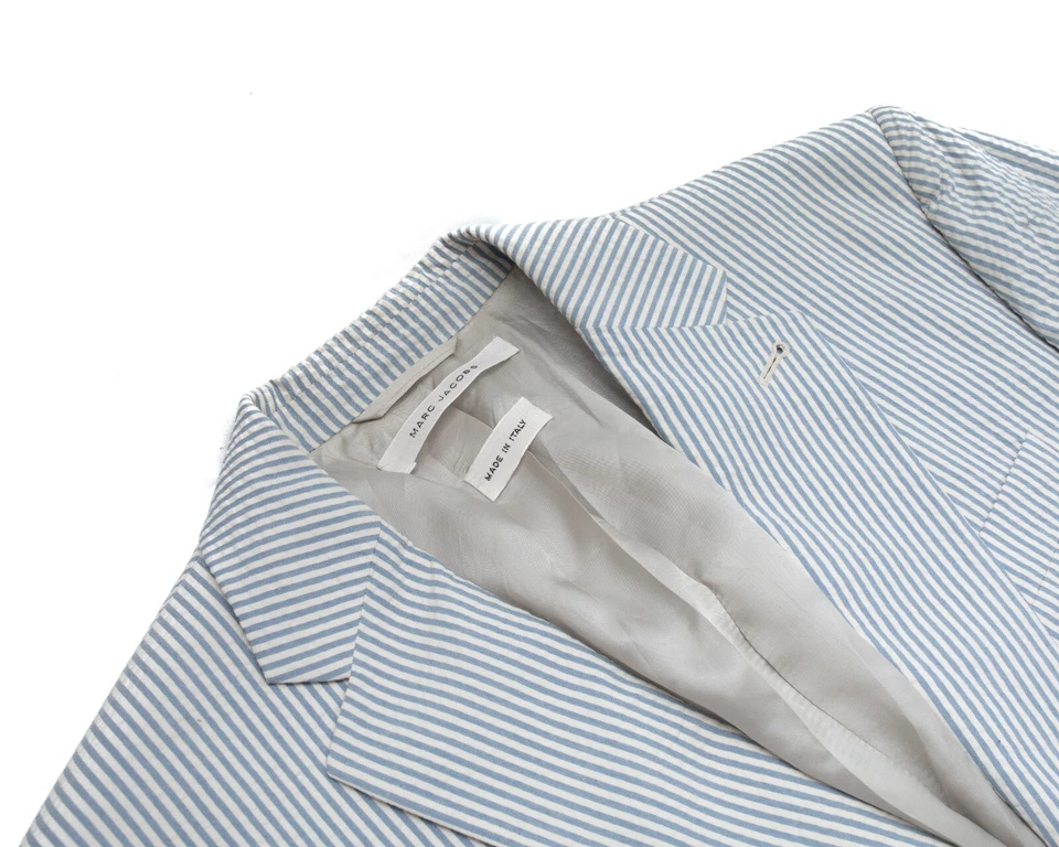 MARC JACOBS 1.2k$ Light Blue Striped Cotton Blazer Size: M - Image 2 of 4