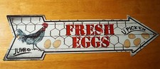 FRESH EGGS Farm Arrow Metal Sign Rustic Country Chicken Coop Farmhouse Decor New