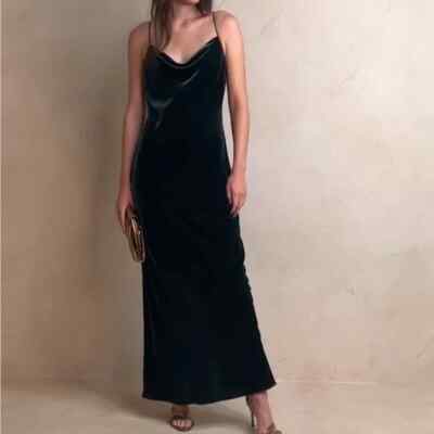 NWD Banana Republic Rita Velvet Maxi Dress Galactic Green Sz ST | eBay