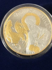 2022 VATICAN PROOF COIN 5 EURO SILVER AND GOLD THE TWELVE APOSTLES SAINT PETER