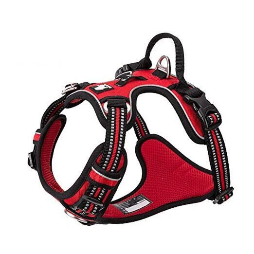 Dog Harness No Pull Nylon Reflective Pet Harness Adjustable Comfortable L Red