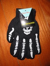 Black fashion knit Gloves w/ghost patch Prints Junior Size. Sold Separately.