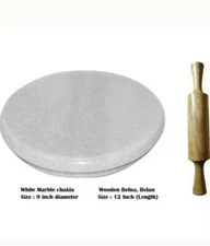 White Heavy Base Marble Chakla With Wooden Belan/Marble Roti Maker/Marble Rollin