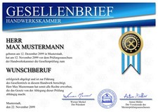 Gesellenbrief, Gesellenurkunde, Gesellendiplom, Gesellentitel Urkunde  UK-103053