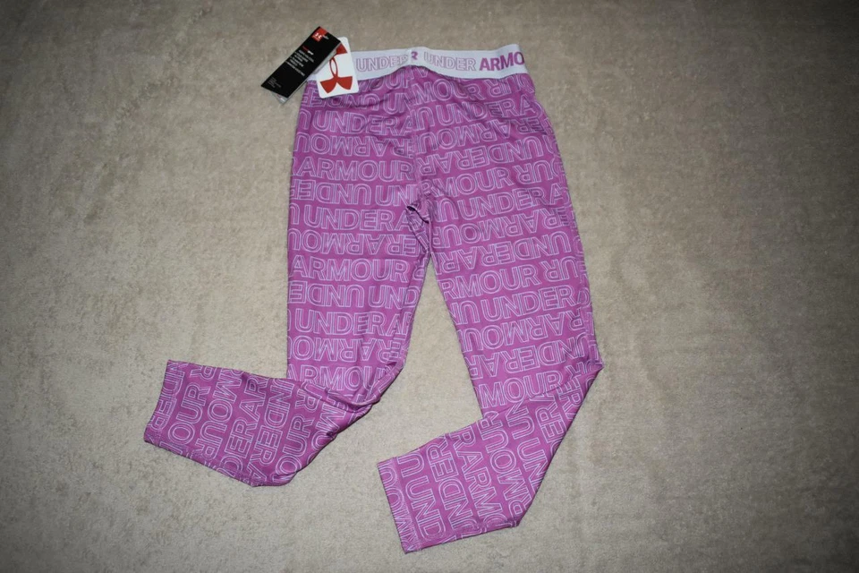 Under Armour Girls' HeatGear® Armour Printed Ankle Crop 1342352 665 Purple NWT - Image 2 of 2