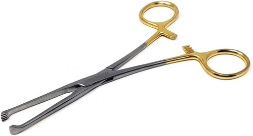 Dental Surgical Allis Tissue Forceps 6" 4x5 Teeth Gold Handle by SOP Instruments - Picture 2 of 2