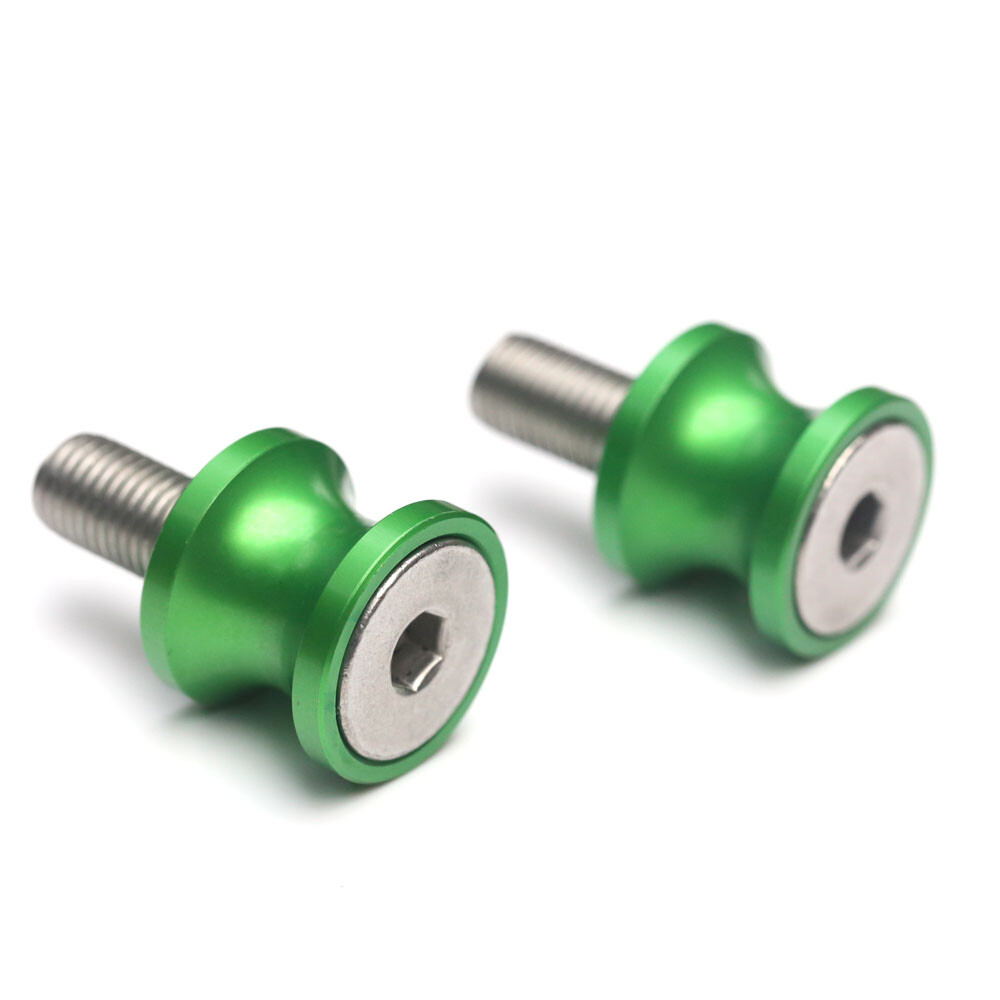 Green XP 8MM Rear Paddock Stand Spools For Kawasaki ZX-10RR