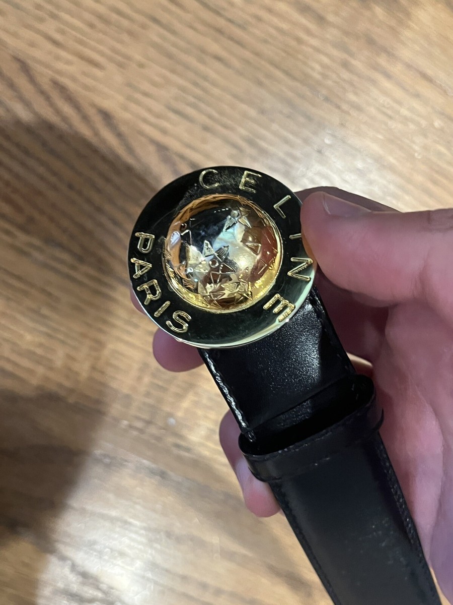 CELINE PARIS Planet VINTAGE Belt Made in France Gold Buckle
