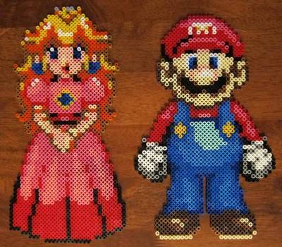 Mario Princess Peach kandi rave perler edc PLUR hama art nintendo