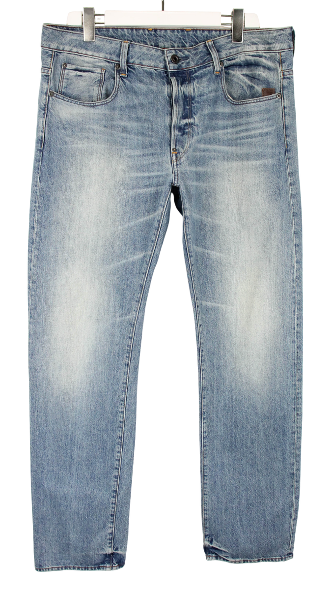 G-STAR Attacc Straight Jeans Men's W36/L34 Whiskers Faded