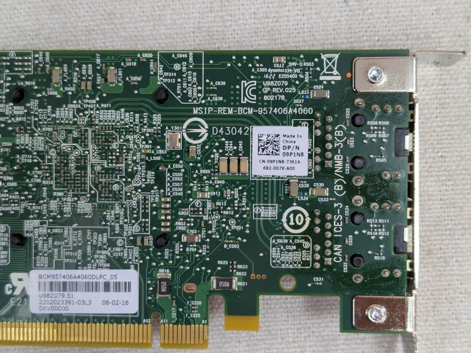 Dell 9P1N8 Broadcom 57406 Dual Port 10GBASE-T RJ45 Network Adapter LP - Image 3 of 4