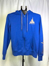 Disney Men's L Blue Full Zip Hoodie Graphic Print Mickey Minnie Pockets