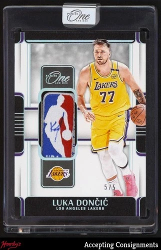 2024-25 Panini One and One Luka Doncic GAME-USED LOGOMAN TAG PATCH 5/5 Lakers