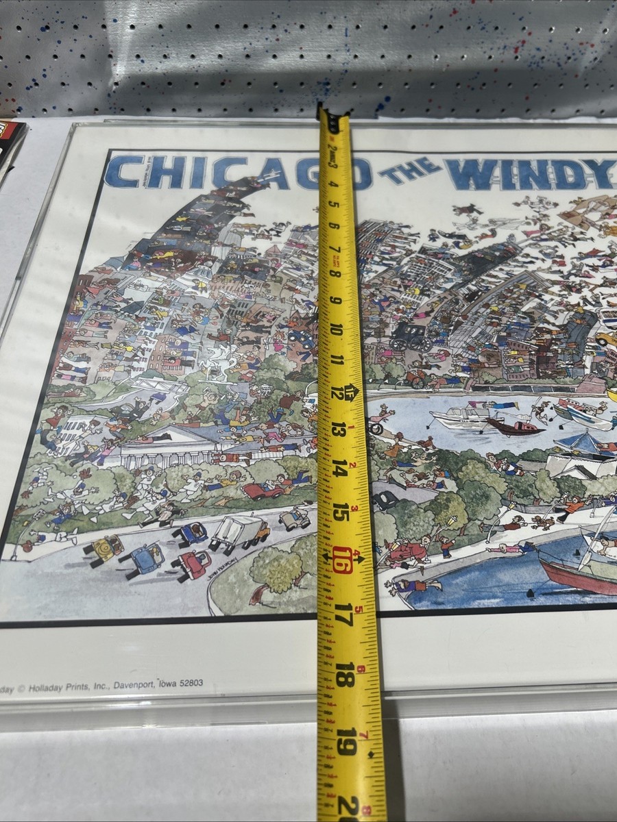 John Holladay Chicago The Windy City Cartoon Poster 1984 Vintage