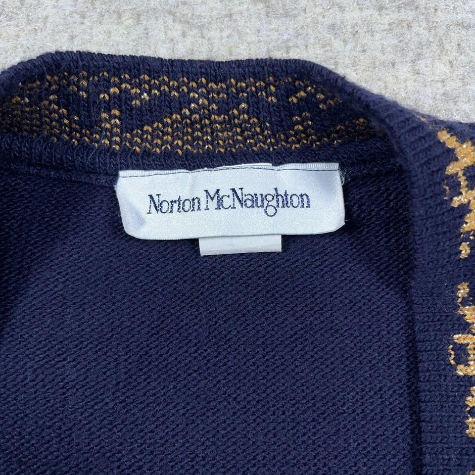 Cárdigan Suéter Vintage Norton McNaughton Mujer Grande Azul Marino Medallas Ecuestre Foto 4 de 4
