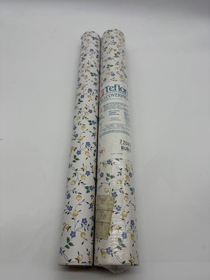Vtg 1.5 Wallcovering Wallpaper Roll NOS 77023 Run 2 Blue Yellow Cottage Floral