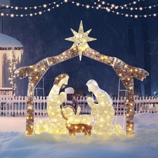 6FT Lighted Nativity Scene Christmas w/ LED Light Holy Family for Outdoor Decor