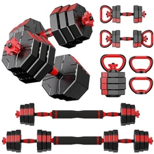 4-in-1 Adjustable Dumbbell Set – Octagonal Anti-Roll Design, Non-Slip Grip, V...