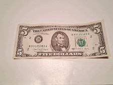 United States US 1988 A $5 Five Dollar Bill Federal Reserve Note NM