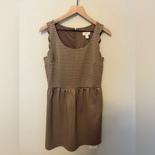 Ann Taylor Loft gingham brown and white fit and flare knee length dress size 8
