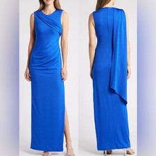 NEW BLACK HALO Aruna Ruched  Draped Maxi DRESS SIZE 8 VIVID BLUE NORDSTROM