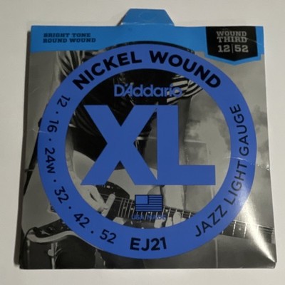 D'Addario EJ21 XL Nickel Wound 12-52 Jazz Light Electric Guitar Strings
