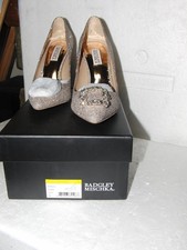 Badgley Mischka Women's Champagne Glitter Cher Evening Pumps SIZE 8.5M