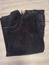 VTG LL Bean Corduroy Pants Mens 38x32 black Straight Leg Plated Preppy USA Made