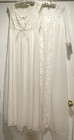 VTG Shadowline White Bridal Peignoir Lace Sheer Pearls Long Gown Robe Slippers — photo 2