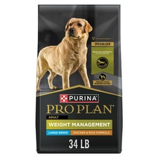 Purina Pro Plan Large Breed Weight Management Dry Dog Food, Chicken Rice, 34lb