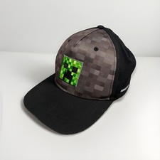 Minecraft Creeper Adult Teen Hat Cap Black Gray Snap Back