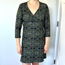 MOVING SALE Prana Faux Wrap Comfort Stretch Jersey Dress Graphic