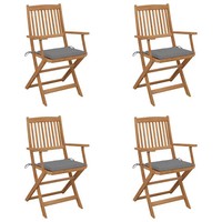 GartenstüHle Klappbar 4 StüCk Massivholz Akazie Mit Kissen Outdoor