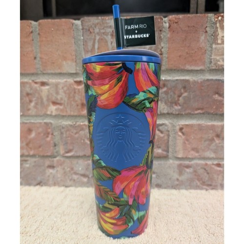 Starbucks Farm Rio Collection NWT Starbucks Farm Rio Cup Blue Pink Banana Cold Metal 2025 24oz ...